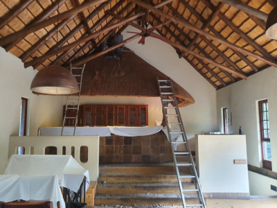 Bar roof being broken down